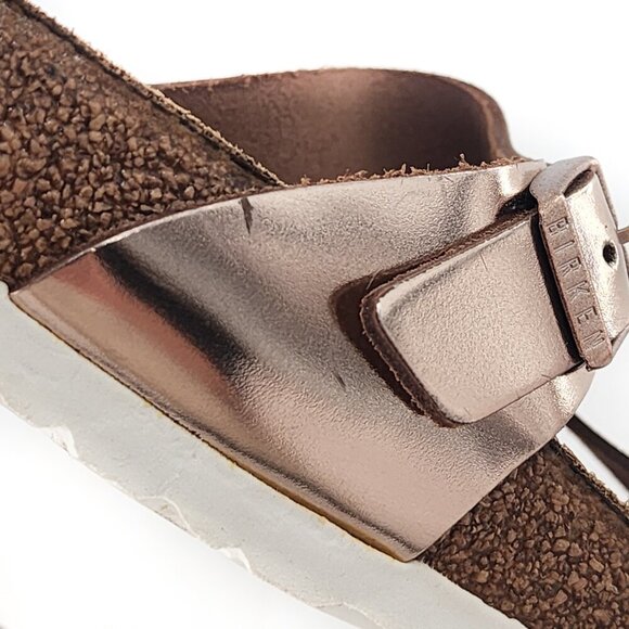 BIRKENSTOCK Gizeh Leather Flip Flops Rose Gold Thong Sandals Slide - Picture 7 of 8